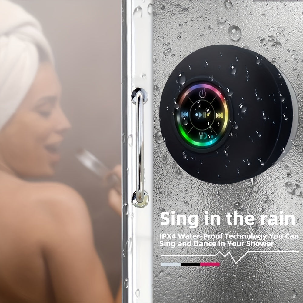LED bathroom sound wireless speaker USB charging 400mAh button control comes with large suction cups