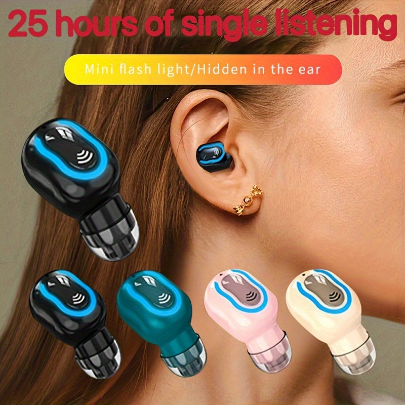 1 Pc Wireless Earphone Long Standby With Microphone Mini Invisible Headset  In-Ear For Running Gym Exercising Cycling Sports For IOS/Android