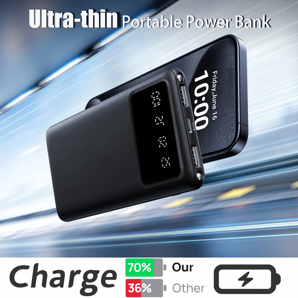 20000mAh Large Capacity Mobile Power Supply, 5V2.1A Portable USB Charger, LED And Digital Display, for Ios/ Android Devices, 2xUSB Output, Type-c/ Micro Input, Safe And Stable Polymer Lithium Battery