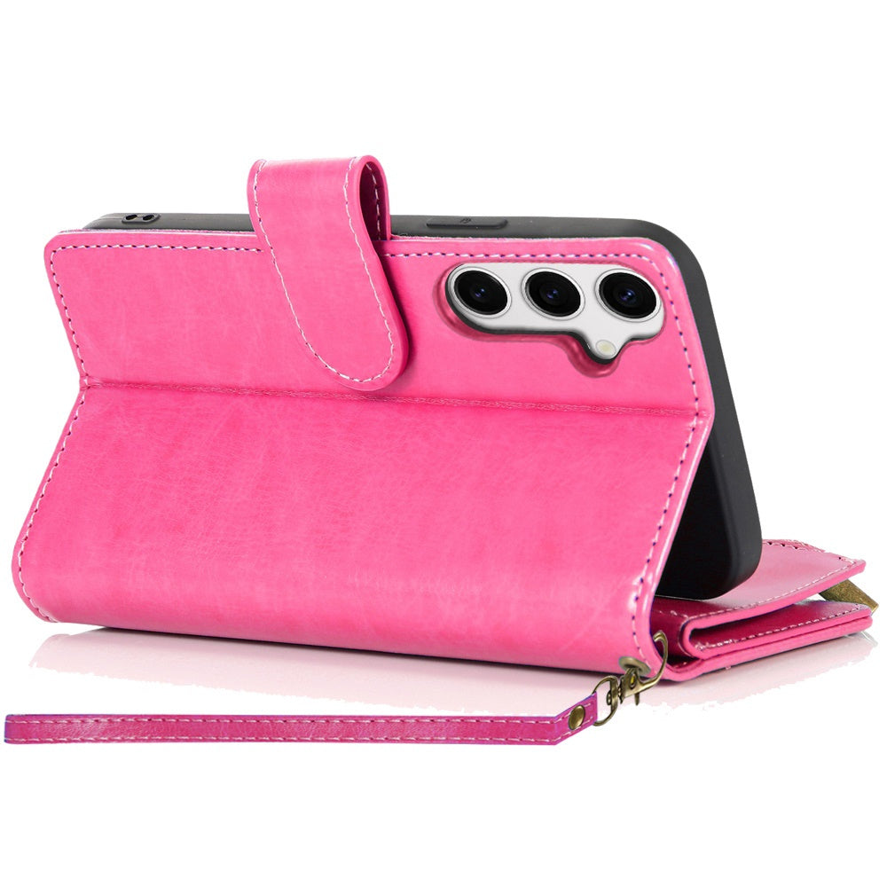 For Samsung Galaxy S25 FE Phone Case, Luxury Wallet Card ID Zipper Money Holder Case Cover