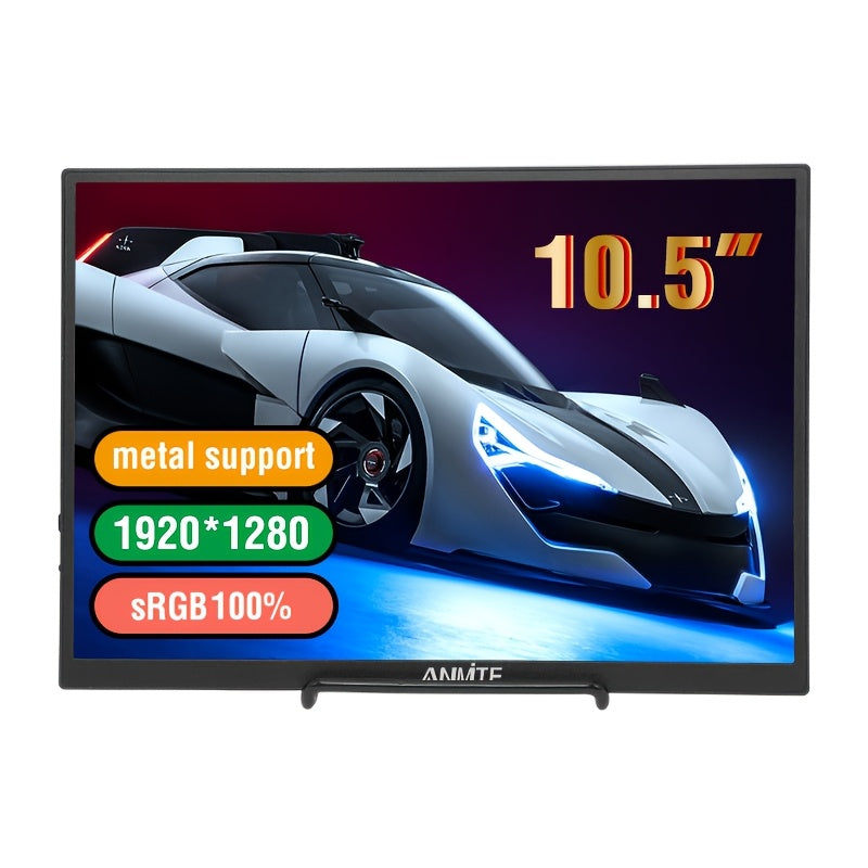 Anmite 10. 5 Inch IPS Portable Screen Monitor SRGB 100% 1280P USB TPYE-C Compatible Laptop Second Screen Gaming Extension Monitor for Mac PS4 PS5pcs Raspberry Pi