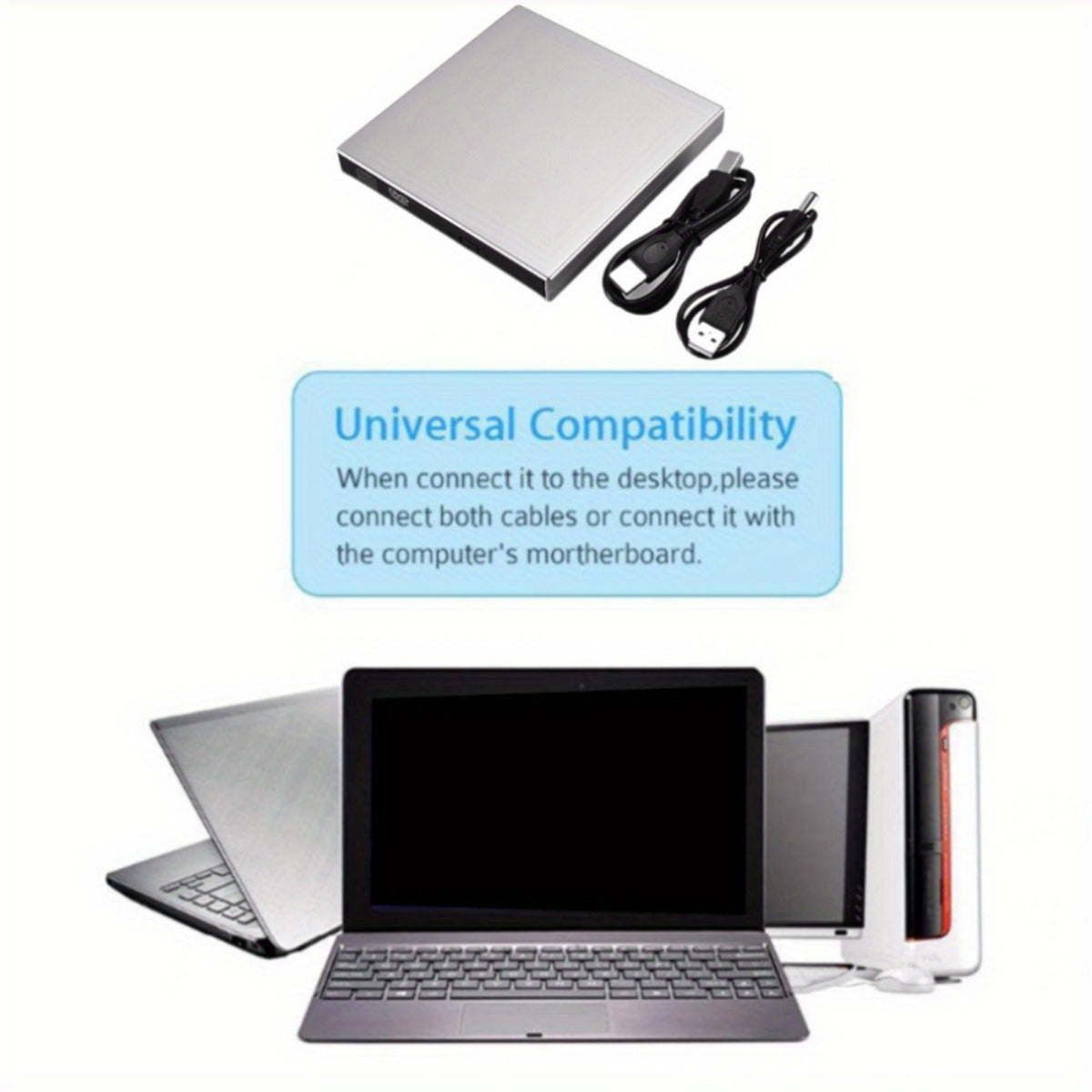 External DVD CD/DVD-ROM CD-RW Player Portable External CD-RW Drive DVD-RW Burner Recorder Player for Laptop Desktop Computer with Storage Bag