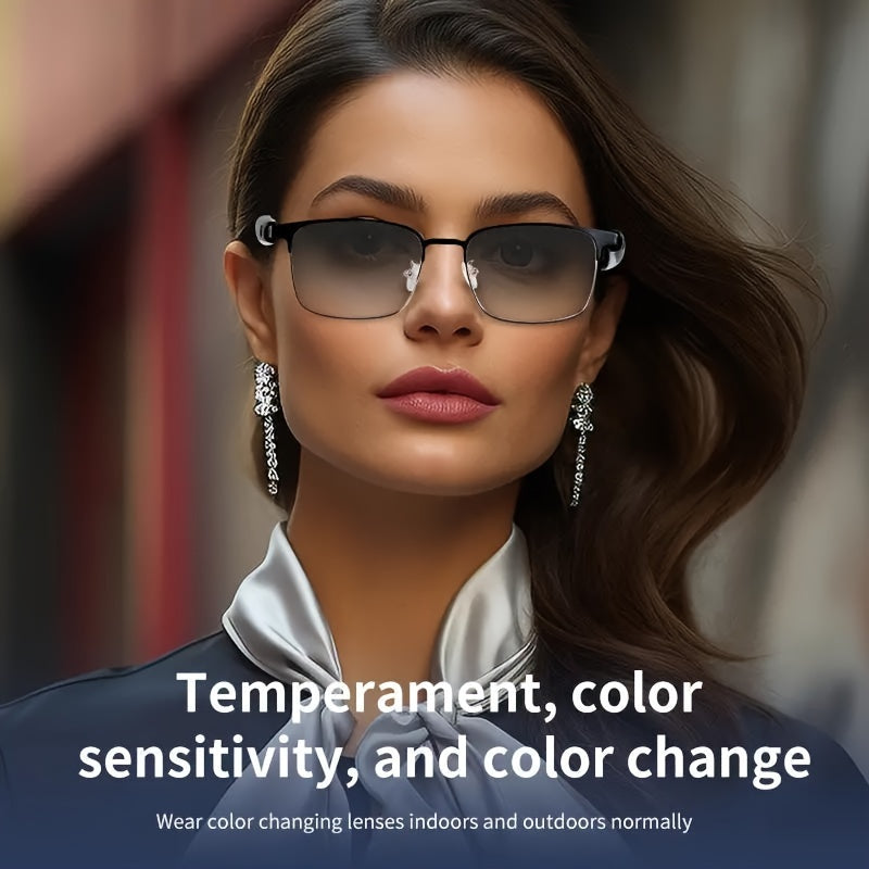 New Smart Glasses with Auto-tinting Lenses That Automatically Transform into Fashion Glasses in Sunlight. Built-in Microphone and Speaker for HD Voice Calls and HiFi Music Quality. Smart Audio Glasses, Ideal for Sports, Driving, Fishing, and Daily