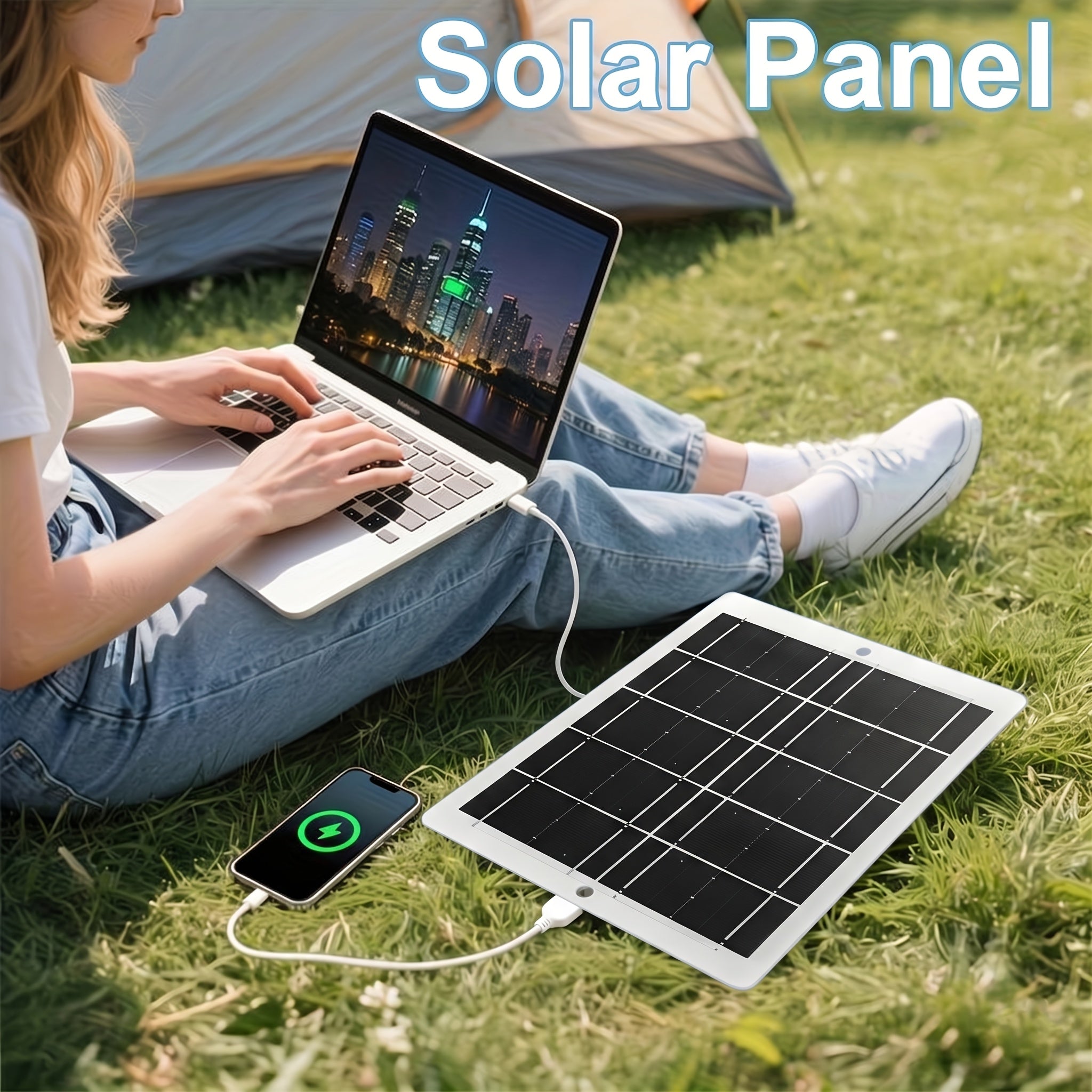 [Portable Solar Charging Panel] 1pc Portable Solar Charging Panel - 5V USB Power Regulator with 2.5A Output, Lightweight Compact Design for Outdoor Camping, Home Backup Power, Compatible with Phones, Power Banks, Flashlights, Fans, and Solar Phone Charger