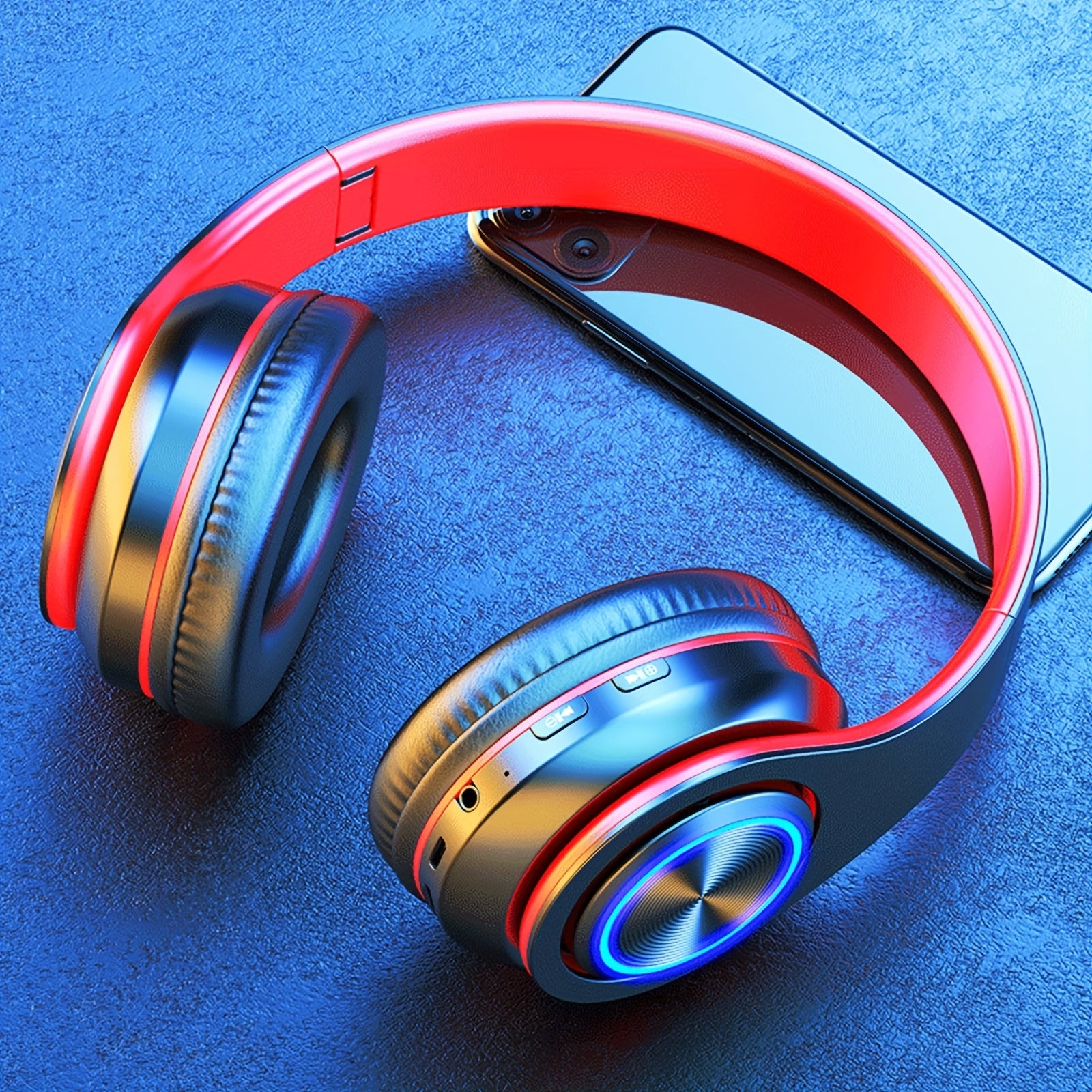 Wireless Headphones, 2025 NEW Headset Subwoofer 5.3 Mobile Computer Game Music Sports Over Ear Earphones, Headphones Wtih LED Light, Portable Folding Headphone Active Noise Canceling Headphones, Wireless Headphones with Deep Bass, USB Rechargeable