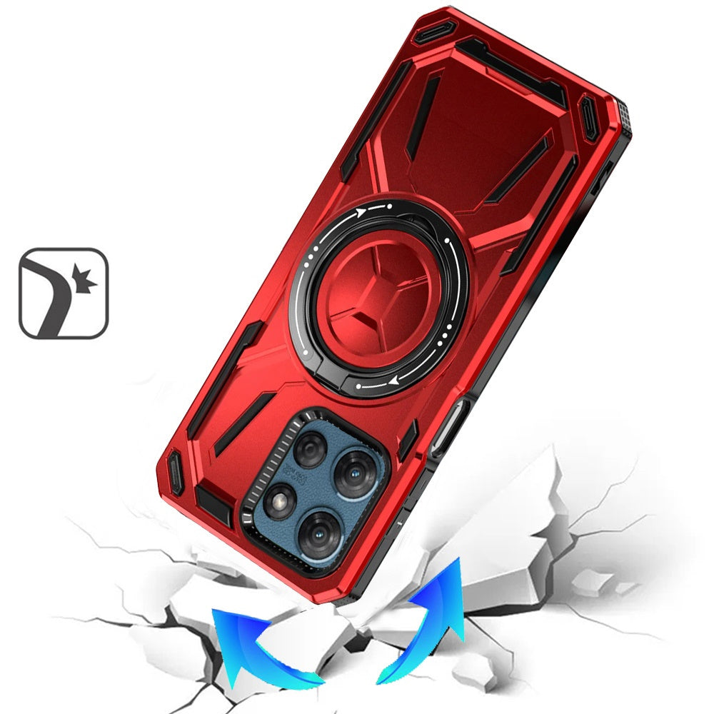 For Motorola Moto G Power 5G 2025 Phone Case, with Tempered Glass Screen Protector, Magnetic Circle Protective 360 Rotatable Magnetic Ring Stand Cover