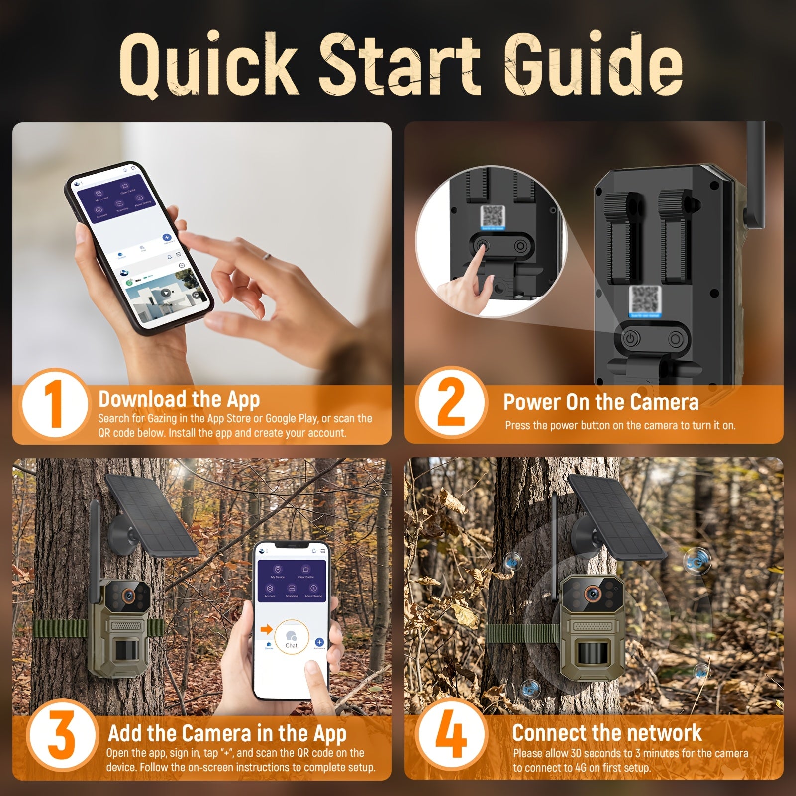 4G/5G LTE Cellular Trail Camera, Trail Camerawithsolar Panels, 1920P Wildlife Monitoring Camera with PIR Motion Sensor, Infrared Night Vision, Two-way Voice, Remote Access, No WiFi Required IP65 (replaceable Within 2 Years)