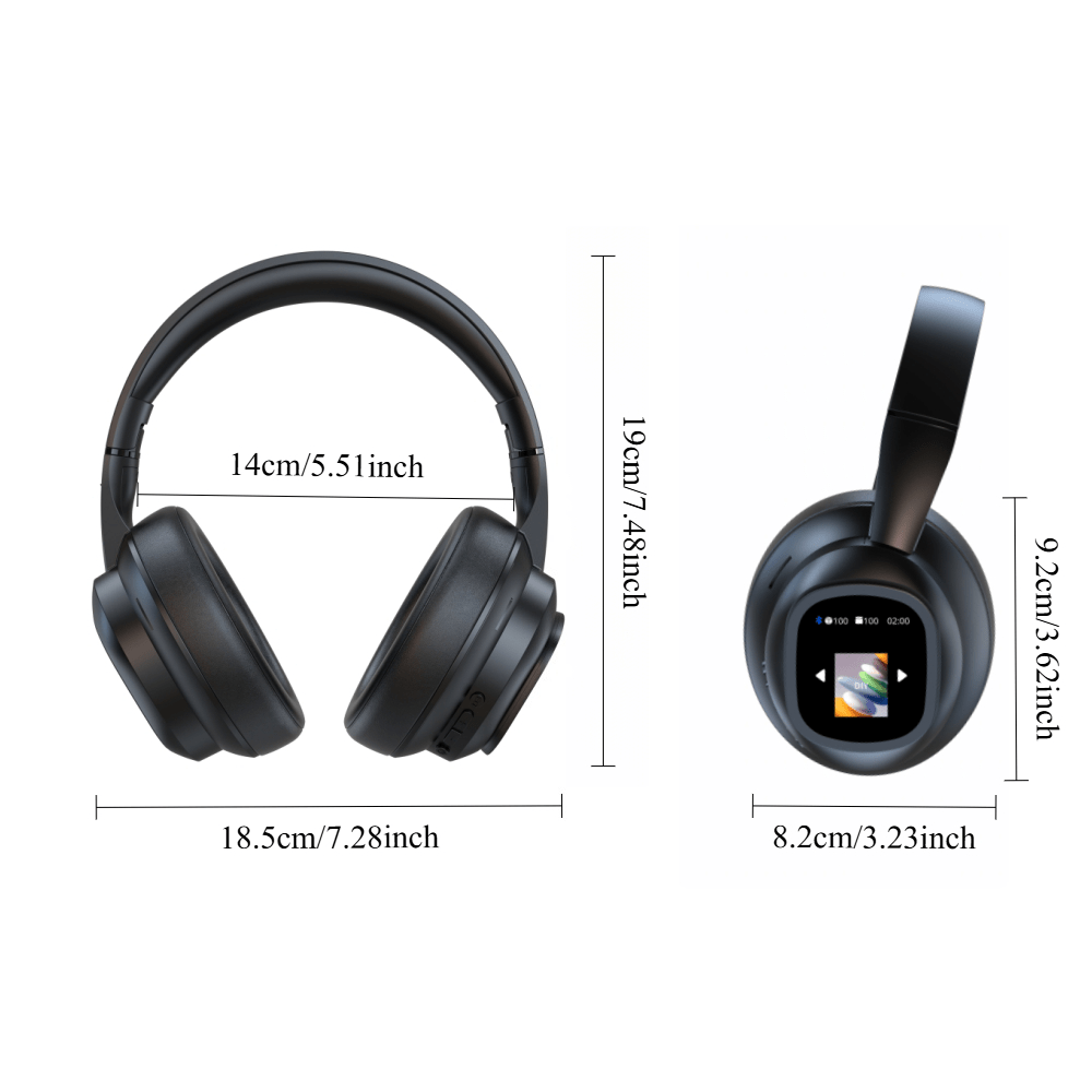 New Hybrid Active Noise-cancelling Headphones(with Touchscreen), Intelligent AI Translation, Remote Control Photography, Wireless Headphones with Microphone, Soft Ear Pads, Multiple EQ Bass, Comfortable Fit Ear Cups, Suitable for Tablets