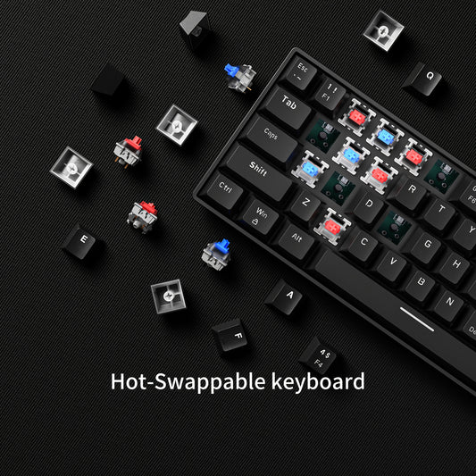 Hot Swappable Blue Switch Red Shaft 61-Key Mechanical Wired 60% Mechanical Gaming Keyboard, RGB Backlight Keyboard, Portable Mini Keyboard, Suitable for Windows Laptop, Cyan Axis