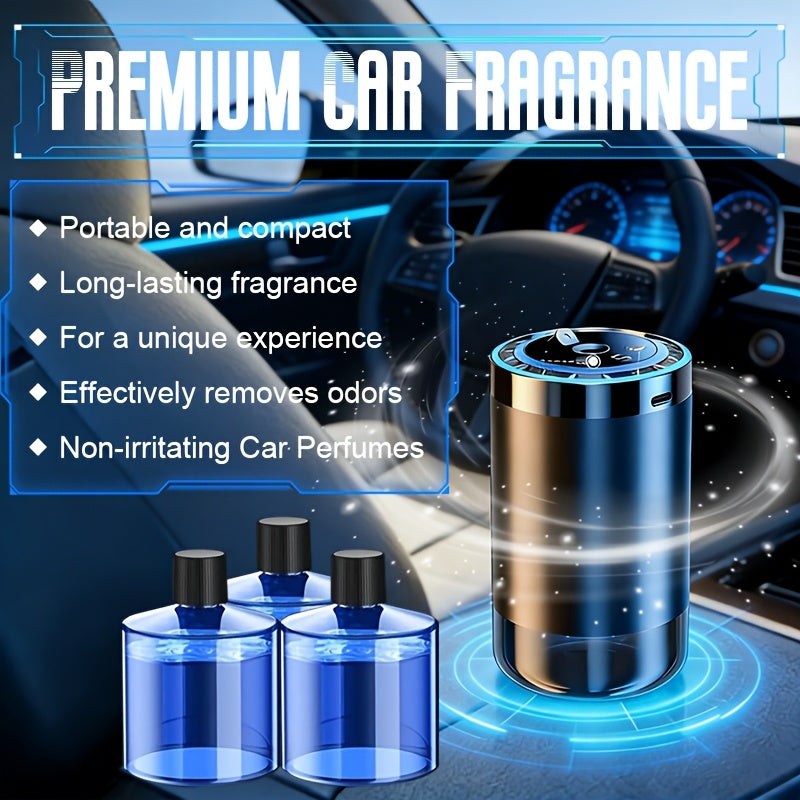 Smart Car Aromatherapy Device - Comes with Three 1.69-Ounce Bottles of Ocean-Scented Essential Oil, Adjustable Scent Strength, Eliminates Car Odors, Provides Long-Lasting Freshness, Stylish Car Accessory, Ideal Gift for Car Enthusiasts