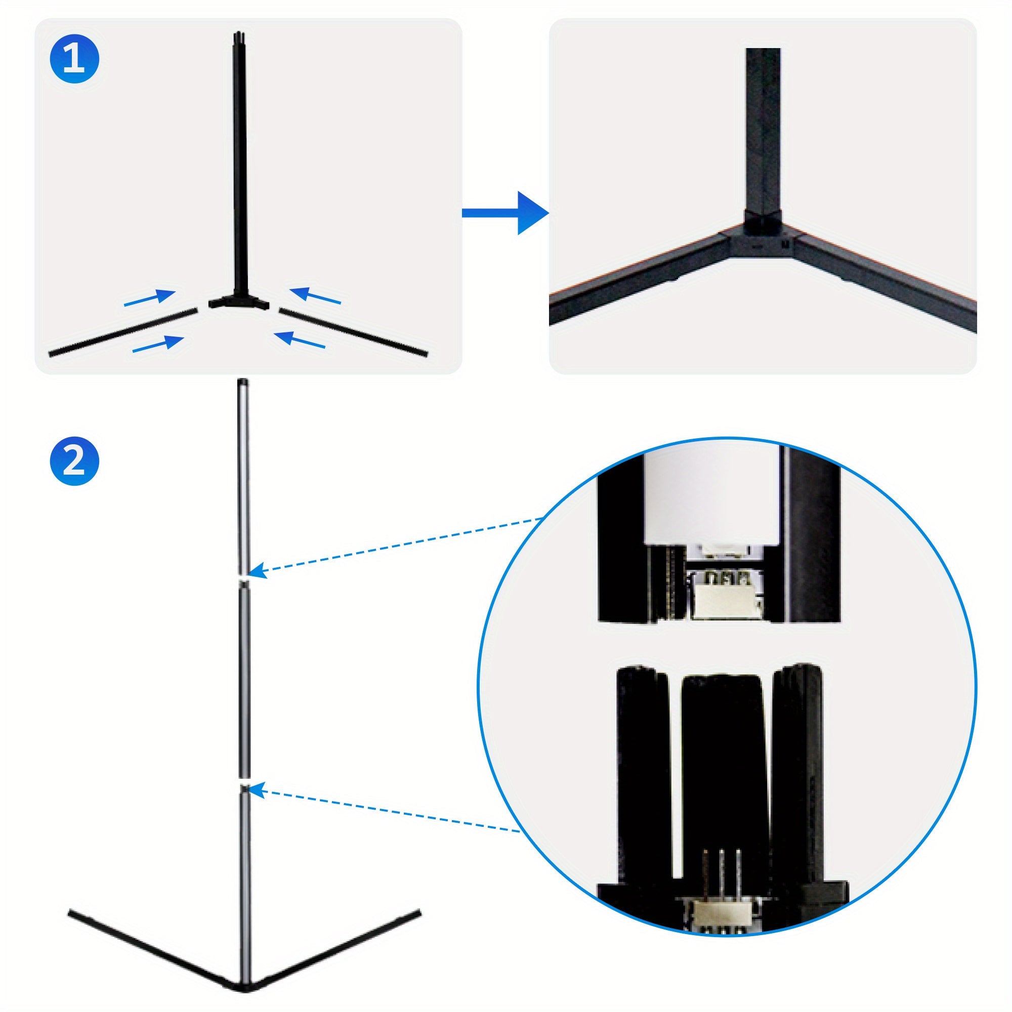 [RGB Smart Light] LED Corner Floor Lamp - 16 Million DIY Color Changing, RGB Smart Modern Light Adjustable 56 Inches (Approx. 142cm) with Remote and APP Remote Control, USB Powered, Four Modes Sync with Music, for Game Room, Bedroom, and Holiday Decoratio