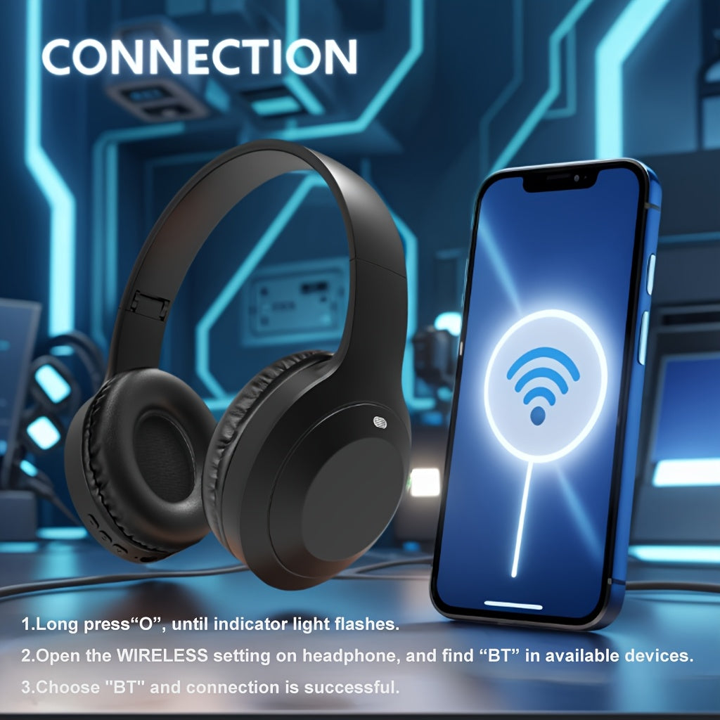 GENAI Over-Ear Wireless Headphones, BT 5.3, Sleek & Futuristic Design, Immersive Hi-Fi Sound Experience, Universal Fit for Teens/Adults, Ideal for Gaming/Travel/Business/Study, Built-in Microphone for Clear Calls