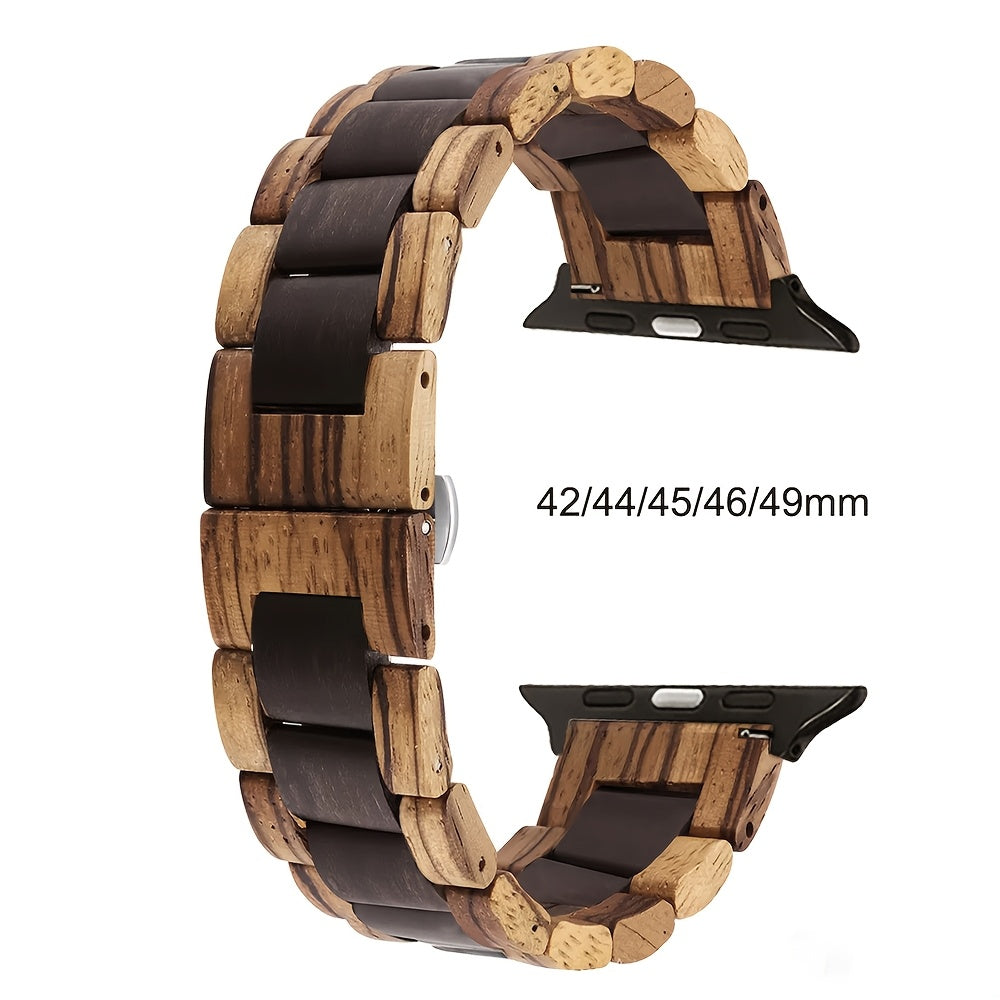 Blackwood & Walnut Wood Watch Band for Apple Watch - Stylish, Lightweight, and Durable Design with Adjustable Buckle, Comfortable Fit, Perfect for Casual Attire, Smartwatch Accessory | Adjustable Strap | Natural Wood Texture