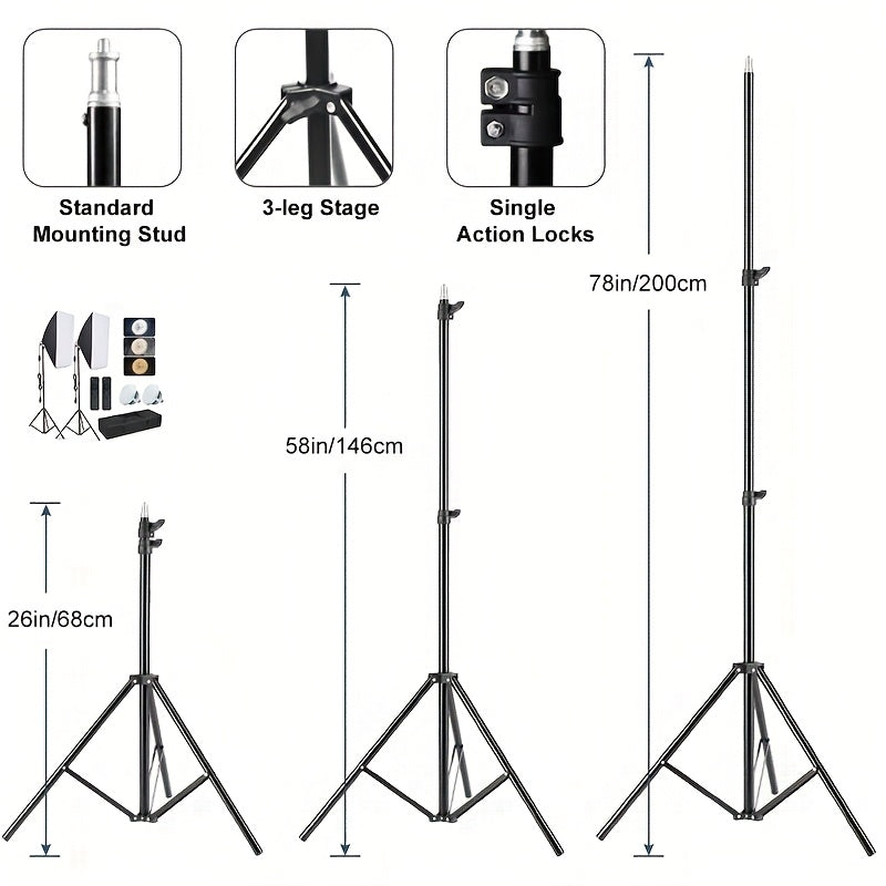 MOUNTDOG 1/2pcs Softbox Lighting Kit, 2x19.7"x27.5" Photography Continuous Lighting System with 2pcs 85W 5700K E27 Socket LED Bulbs And Remote for Portrait Product Fashion Photography