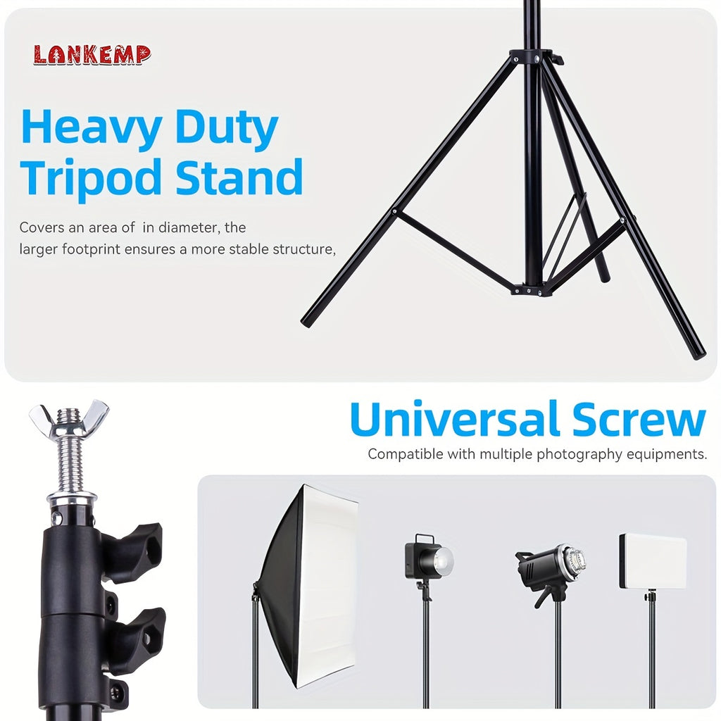 LANKEMP 7x7ft Background Stand for Photoshoot, Adjustable Backdrops Stand for Parties, Photography, Photo Booth, Projector Screen, Movie Screen, Portraits, StreamingPhotobooth Props
