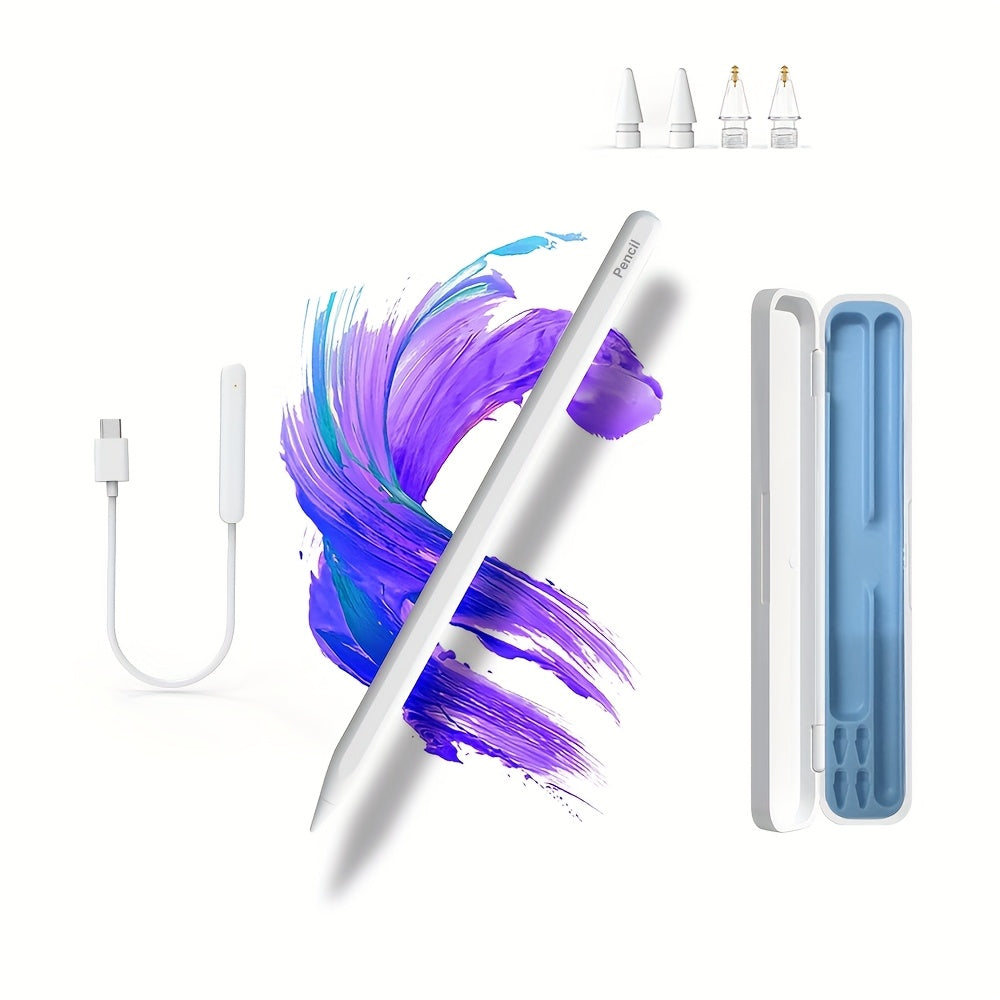 2nd Gen iPad Pencil with Magnetic Wireless Charging & Palm Rejection Tilt Sensor - Compatible for iPad Pro 11/12. 9 (2018-2024), iPad Air 3-6, Mini 5-7, 10th-6th Gen - Includes 3 Tips & Charging Cable