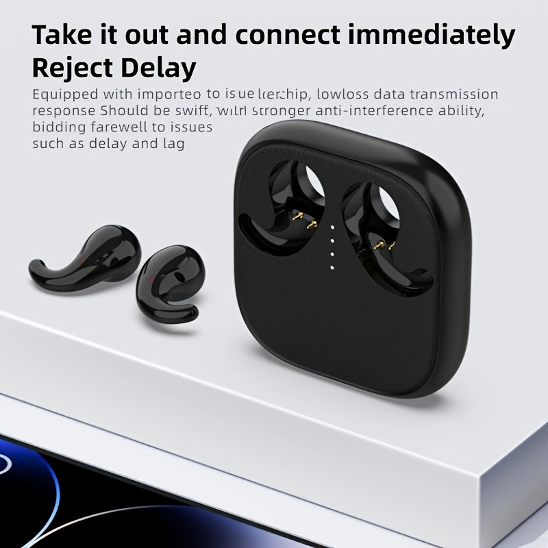 The 2025 Popular Black - Tech Semi - In - Ear Headphones, with Super - High Sound Quality, 360 - Degree Stereo Surround Sound. It Is Equipped with A Rechargeable Lithium - Polymer Battery And A Type - C Interface, Offering Long - Lasting Battery