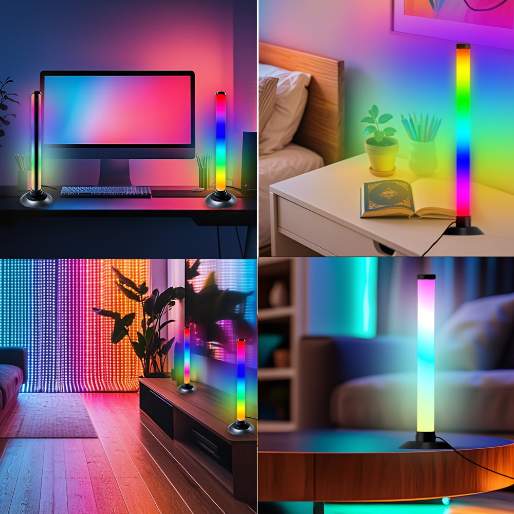 2pcs RGB IC LED Light Strip Set - 16 Million Colors, 8 Dynamic Modes, Music Sync & App Control with /-like Smart Hub-Free Operation, USB- RGB Lights for TV Backlight, Gaming, RGB PC/Laptop/Desktop Decoration