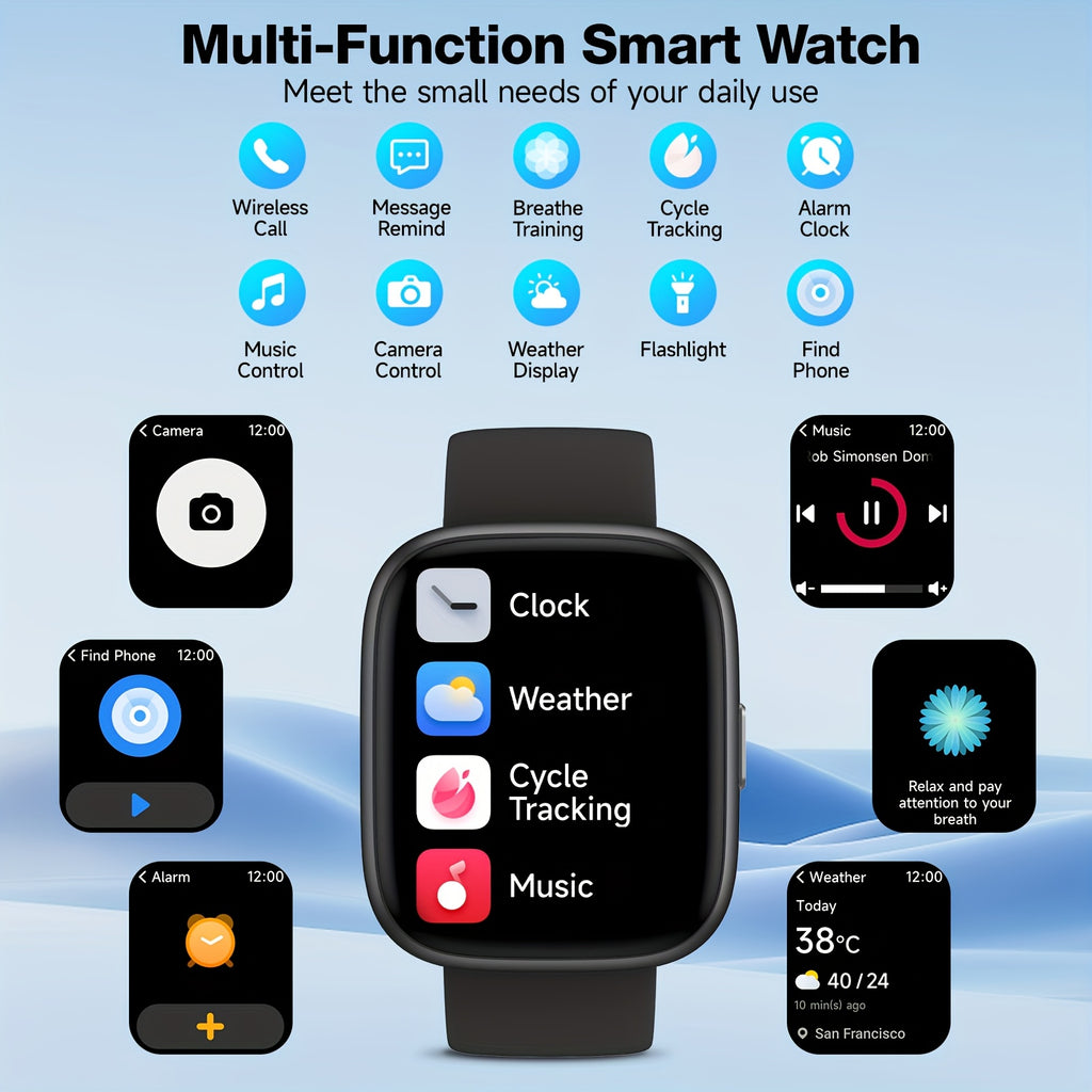 FAWEIO Smart Watch For Men Women Wireless Calling, 1.83" HD Touch Screen Fitness Tracker, 100+ Sports Modes, Built-in Alexa, Dial, Waterproof, For IPhone & Android, Birthday Gifts, Mother'S Day Gift