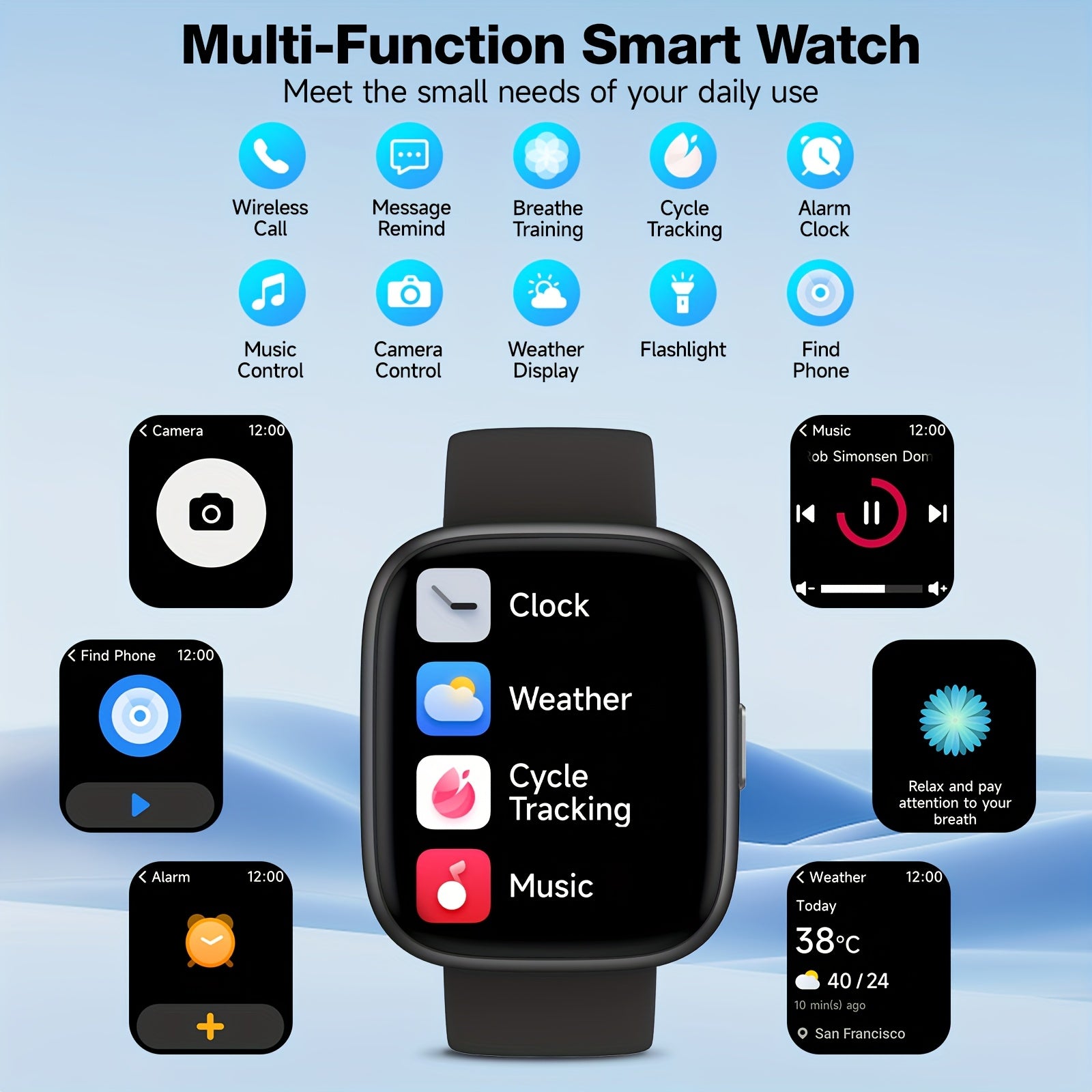 FAWEIO Smart Watch For Men Women Wireless Calling, 1.83" HD Touch Screen Fitness Tracker, 100+ Sports Modes, Built-in Alexa, Dial, Waterproof, For IPhone & Android, Birthday Gifts, Mother'S Day Gift