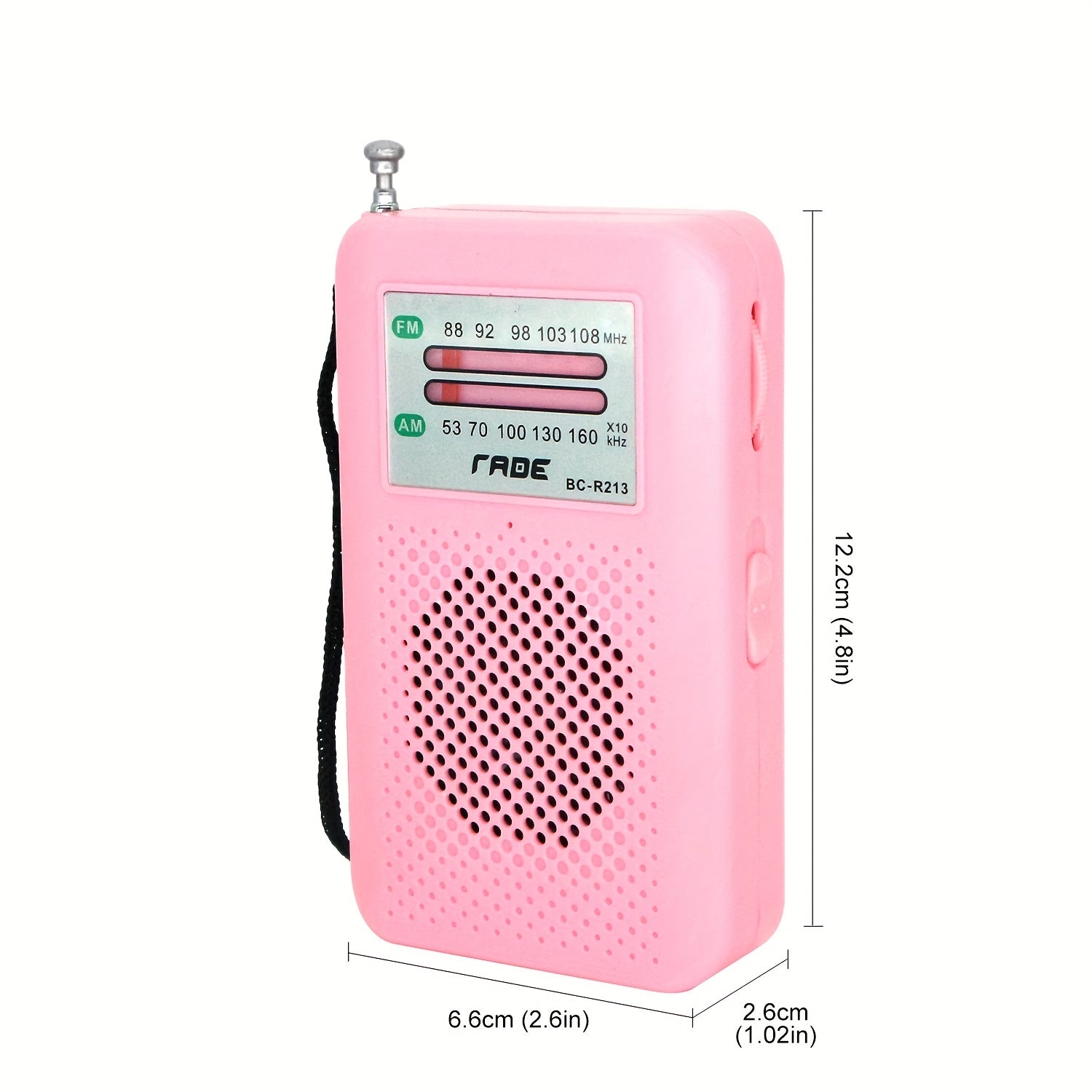 [Portable AM FM Radio] Portable AM FM Radio Speaker, Battery-Powered Handheld Radio W/Manual Tuner, Headphone Jack, Integrated Speaker, Adjustable Antenna, Durable Design And Wrist Strap