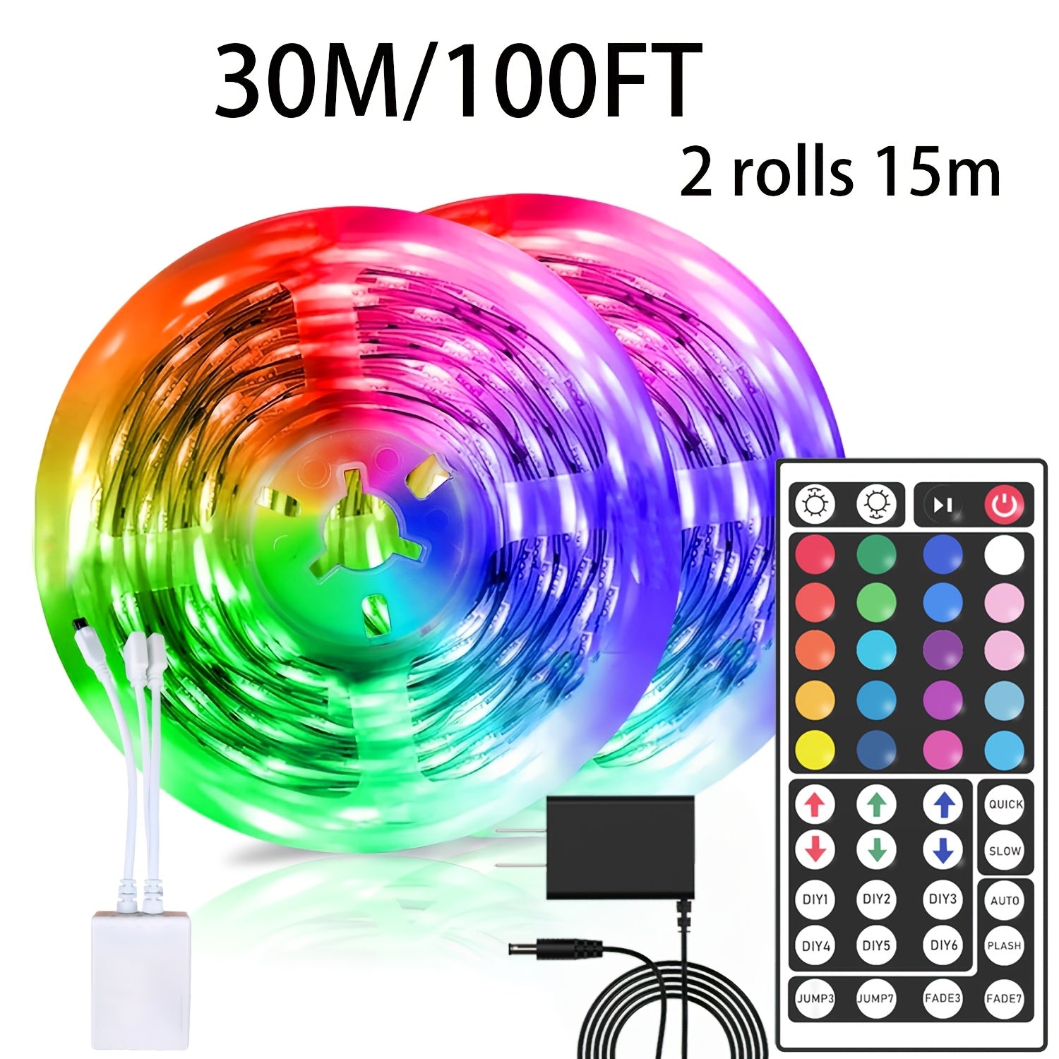 Smart RGB Strip Light, LED Bedroom Lighting, Remote Control, Stepless Dimming, Flashing, Jumping And DLY, for Indoor TV Backlight, Living Room, Stairs, Halloween, Christmas Party And Wedding Decor