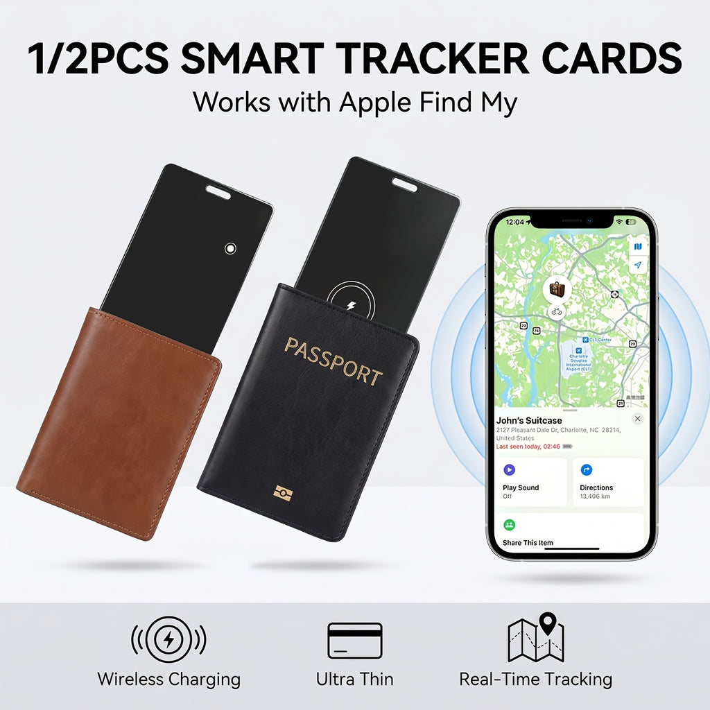 [Apple Find My Card] 1/2pcs Apple Find My Tracking Card - Ultra-Thin Wireless Charging Locator, Suitable for Wallets, Keys, And Luggage, Credit Card Size