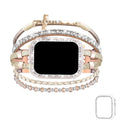 2-in-1 Boho Bracelet & Case Compatible with Apple Watch Band 40mm 44mm 45mm 41mm 38mm 42mm Women, Handmade Multilayer Wrap Strap with Glitter Bumper & Link Adjustment Manual for iWatch Series 9 8 7 6 5 4 3 2 1 SE