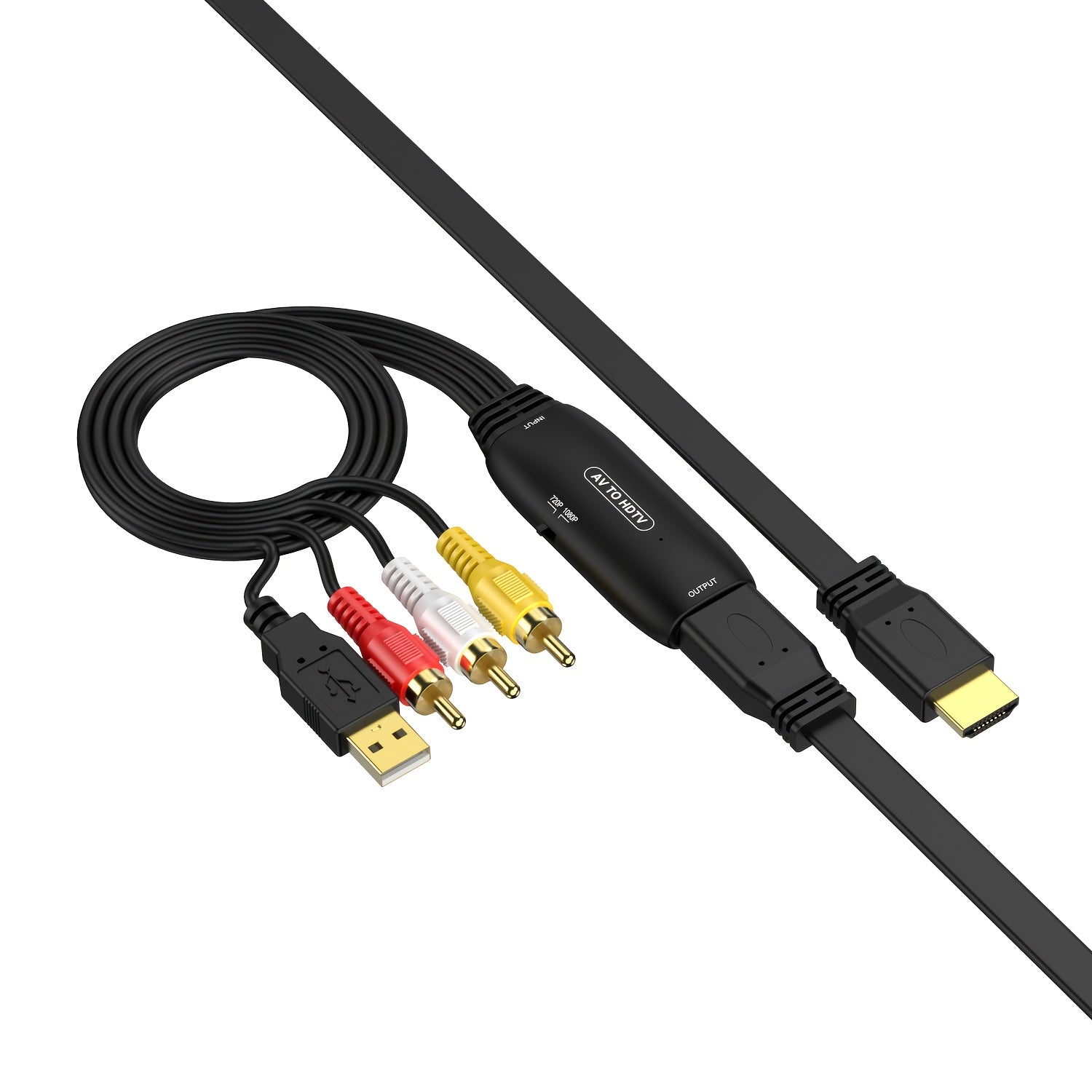 HDTV Converter with USB Power - RCA to HDTV Connector for DVD, VHS, PS3 & More - Supports 1080P Output, Matte Finish
