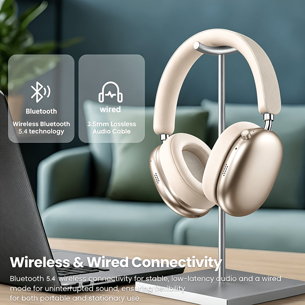 Over-Ear Wireless Headphones, ANC Noise Cancelling Wireless 5.4 Headphones, 40H Playtime Hi-Fi Stereo Deep Bass Foldable Headset with Mic for Work Travel Daily Use