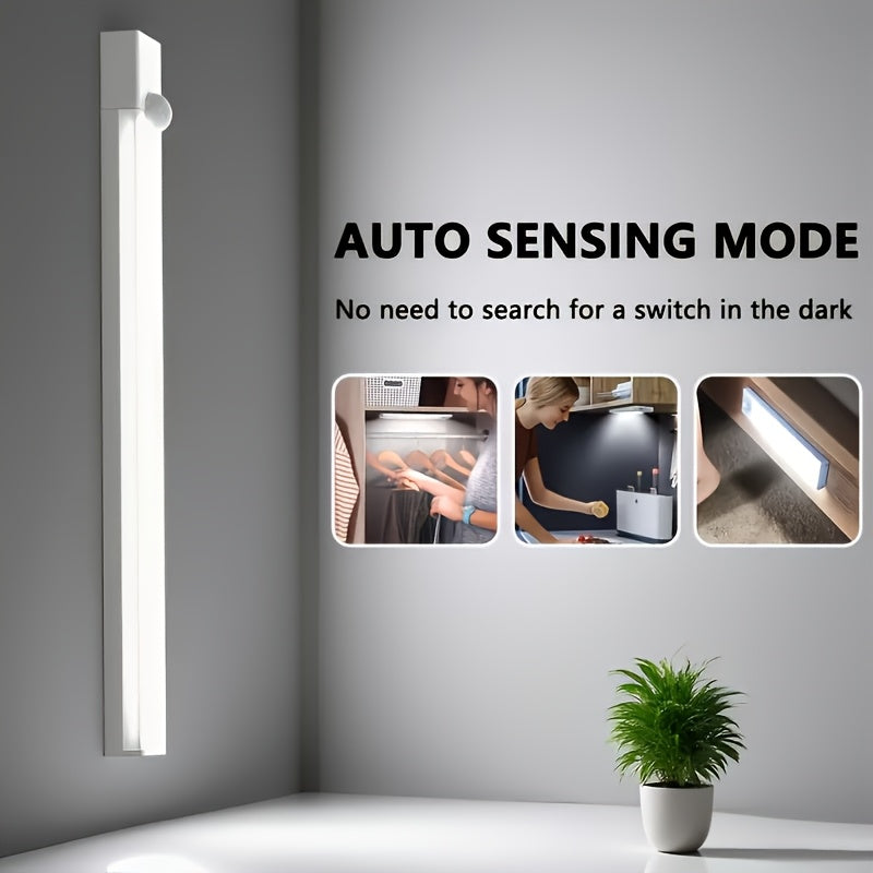 12/9/6pcs LED Motion Sensor Smart Cabinet Lights, USB Rechargeable, 3 Adjustable Modes, Wireless Night Light for Bedroom, Staircase, Kitchen, Intelligent Offices Piano Room & Dance Studio, Bedside Reading Lights, Lights for Cabinets