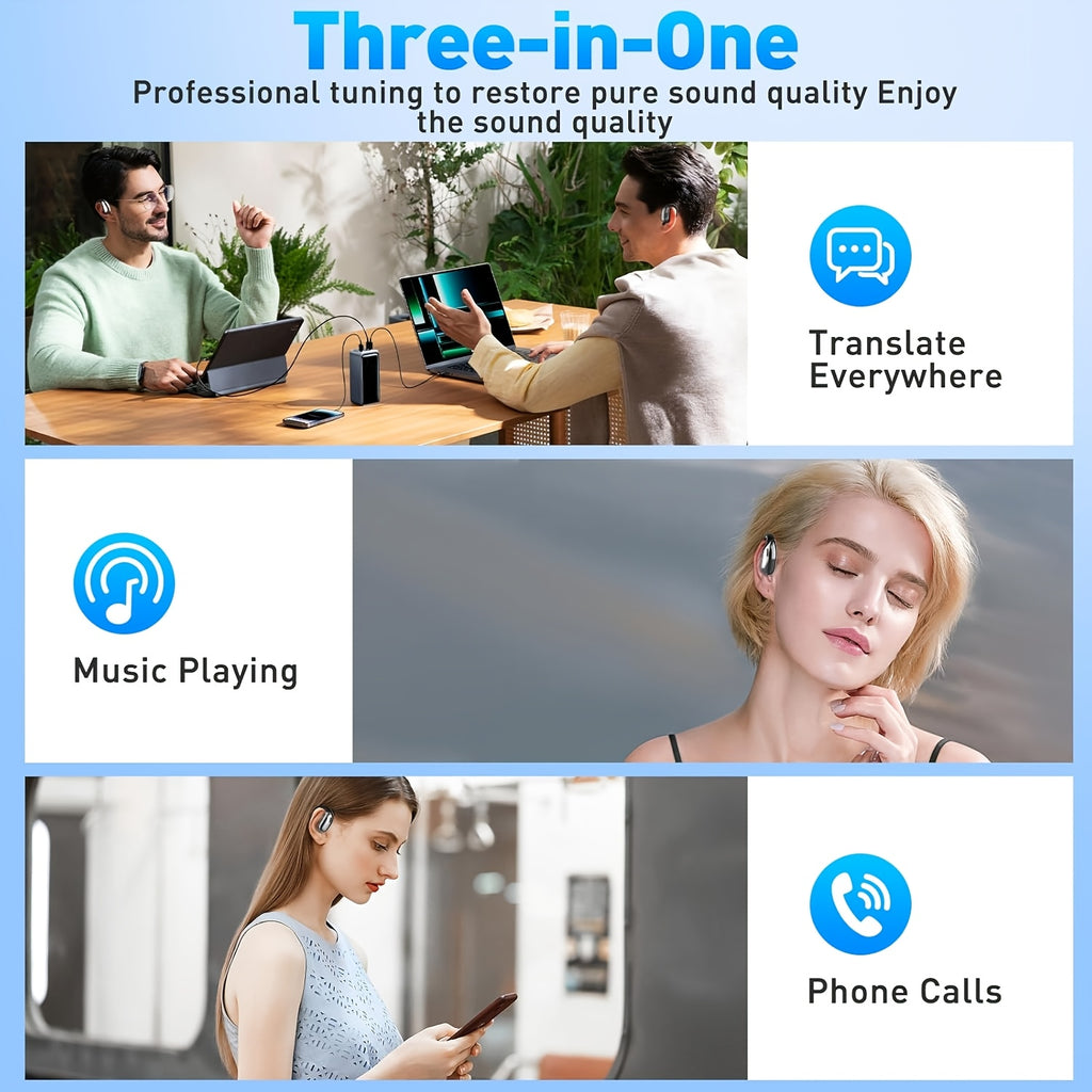 [AI Translation Earphones] 3-In-1 AI Translation Earphones | Real-Time Translation for 156 Languages, Bone Conduction Wireless Headphones - Ideal for Travel, Business, And Learning