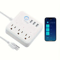 GHome Smart Power Strip with 3 USB Ports And 3 Individually Controlled Smart Outlets, Voice Control Compatible with Alexa & Google Home, Works with GHome & Tuya APP, 4ft/ 1.2m Power Cord, Timer Function, Surge Protection, 2.4GHz Wi-Fi Only, US Plug