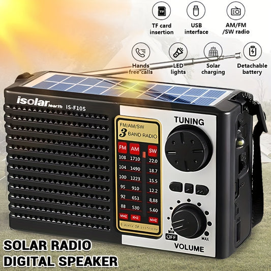[Portable Outdoor Camping] FM/AM Rechargeable Solar Radio Speaker - Portable Audio And Video Radios with MP3 Player, Flashlight, Adjustable Volume for Outdoor Activities, Emergency, And Camping