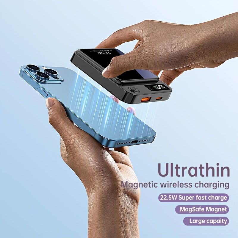 New Magnetic Wireless Power Bank - Portable Charger Power Bank, 5000/10000/15000mAh Battery Pack, 22.5/30W PD Fast Charging, 15W Wireless Charging, Magnetic Battery Pack For 17/16/15/14/13/12/Pro/Mini/Pro Max And Wired Charging For Android Phones