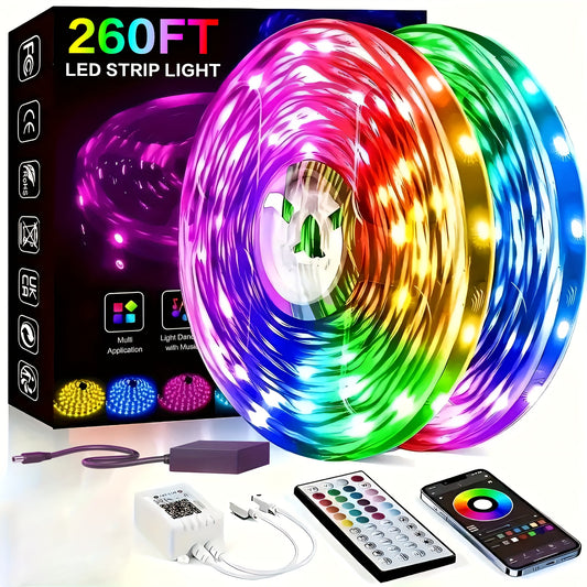 [Christmas Holiday Lighting] 200-50ft LED Light Strip RGB Color-Changing - 44-Key Remote Control, DIY Mode, And Dimmable, Suitable For Bedrooms, Living Rooms, Christmas Parties, Home Decoration, And Holiday Lighting