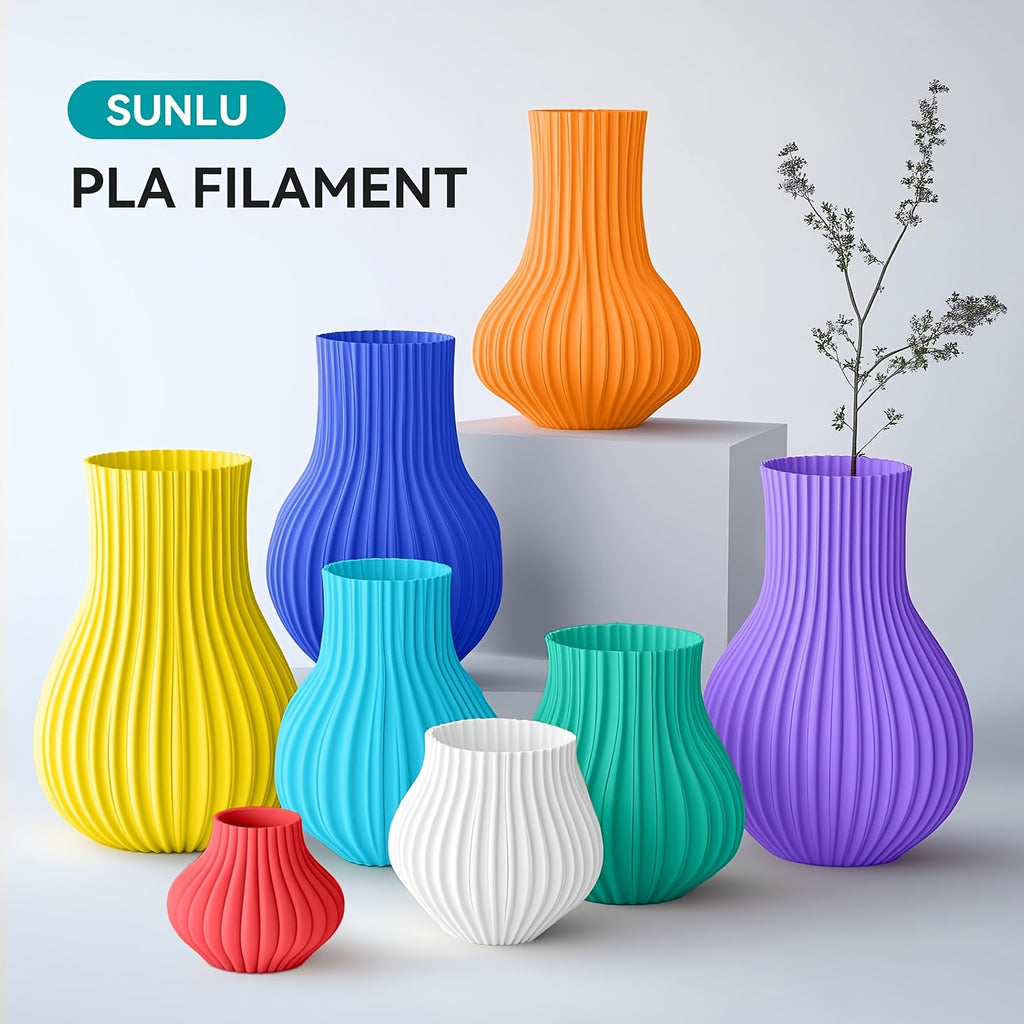 Sunlu 8*250g PLA/PETG Filament 1.75mm Bundle, SUNLU 3D Printer Filament Neatly Wound, Individually Vacuum Packed, 250g Per Spool, 8 Rolls, Total 2kg(4.4lbs)White+ Red+ Orange+ Yellow+ Green+ Blue+ Cyan+ Purple