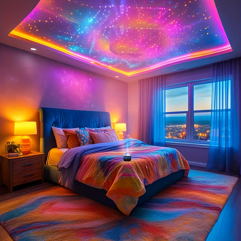 1pc Water Ripple Wave Projection Atmosphere Lamp | USB Powered 3D Dynamic Flow, Dreamy, Romantic Gift, Controlled by Remote Control with Rechargeable Batteries, Ideal for Home Theater, Ceiling Decoration, Camping, Wedding