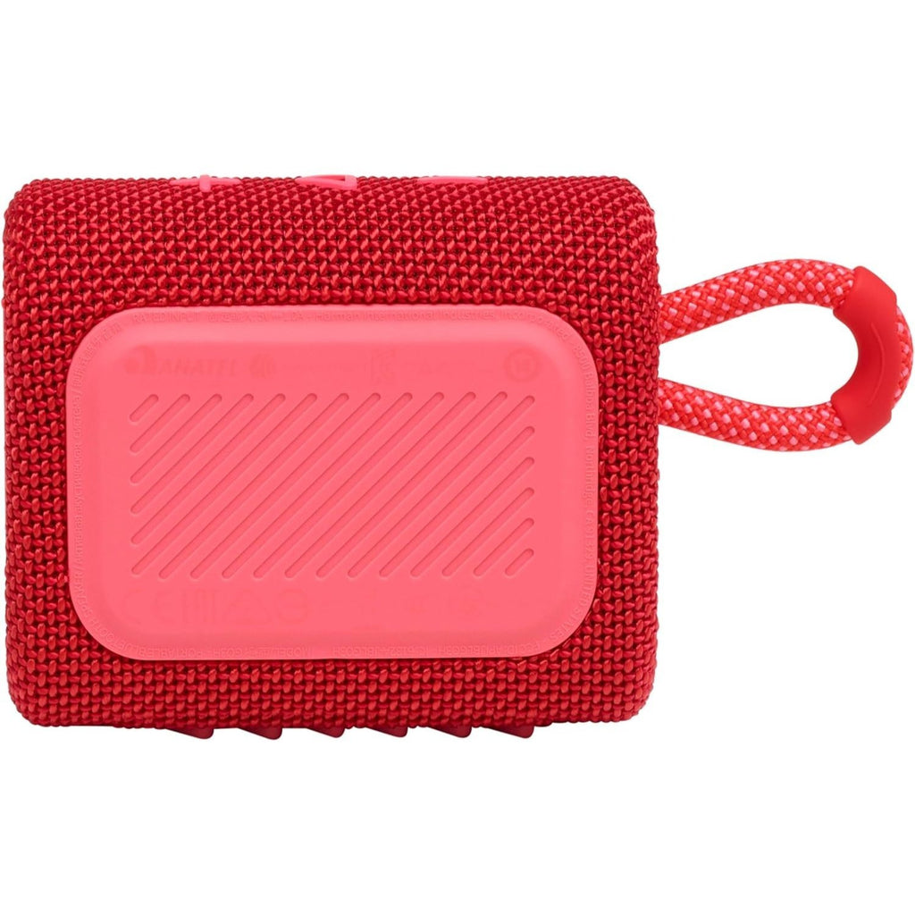 JBL Go 3 Portable Mini Bluetooth Speaker – Big Audio & Punchy Bass in a Pocket-Size Design, IP67 Waterproof & Dustproof for Shower/Beach/Pool, Up to 5 Hours Playtime per Charge, Rugged Fabric & Durable Housing, Integrated Carry Loop, USB-C Fast Recharge,