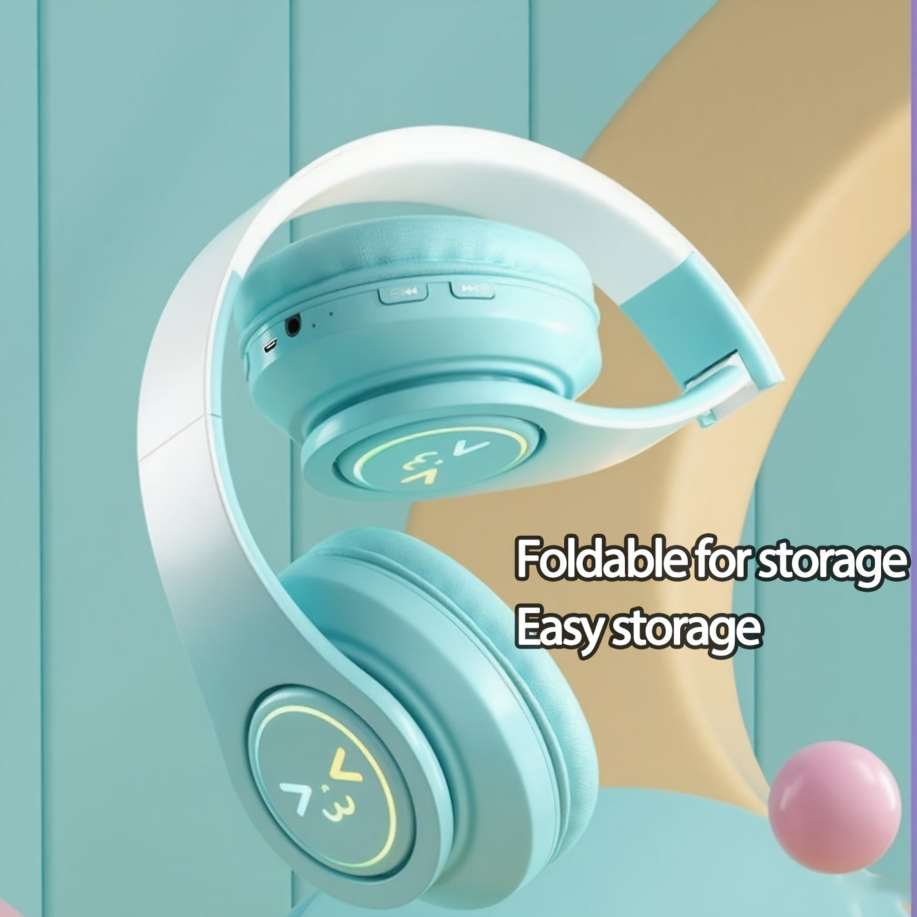 Wireless 5.3 ANC Noise Cancelling Headphones - Foldable Lightweight Over-Ear with Mic, Powerful Bass Stereo - Ideal for Home/ Office & Christmas/ Birthday Gifts