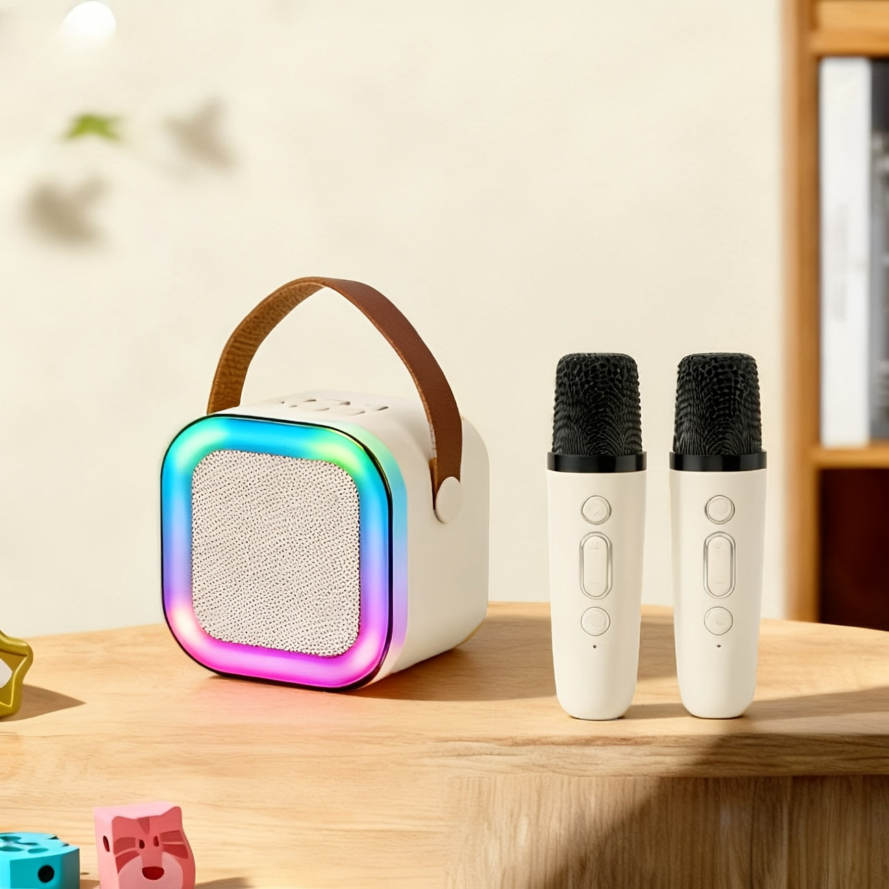 [Ideal Gift] High-Value Portable Speaker, A 3pcs Set Including One Speaker And Two Microphones, With A Large 1200mAh Battery. Ideal For Family Gatherings, KTV Sessions With Friends, And The Top Choice For Gifts