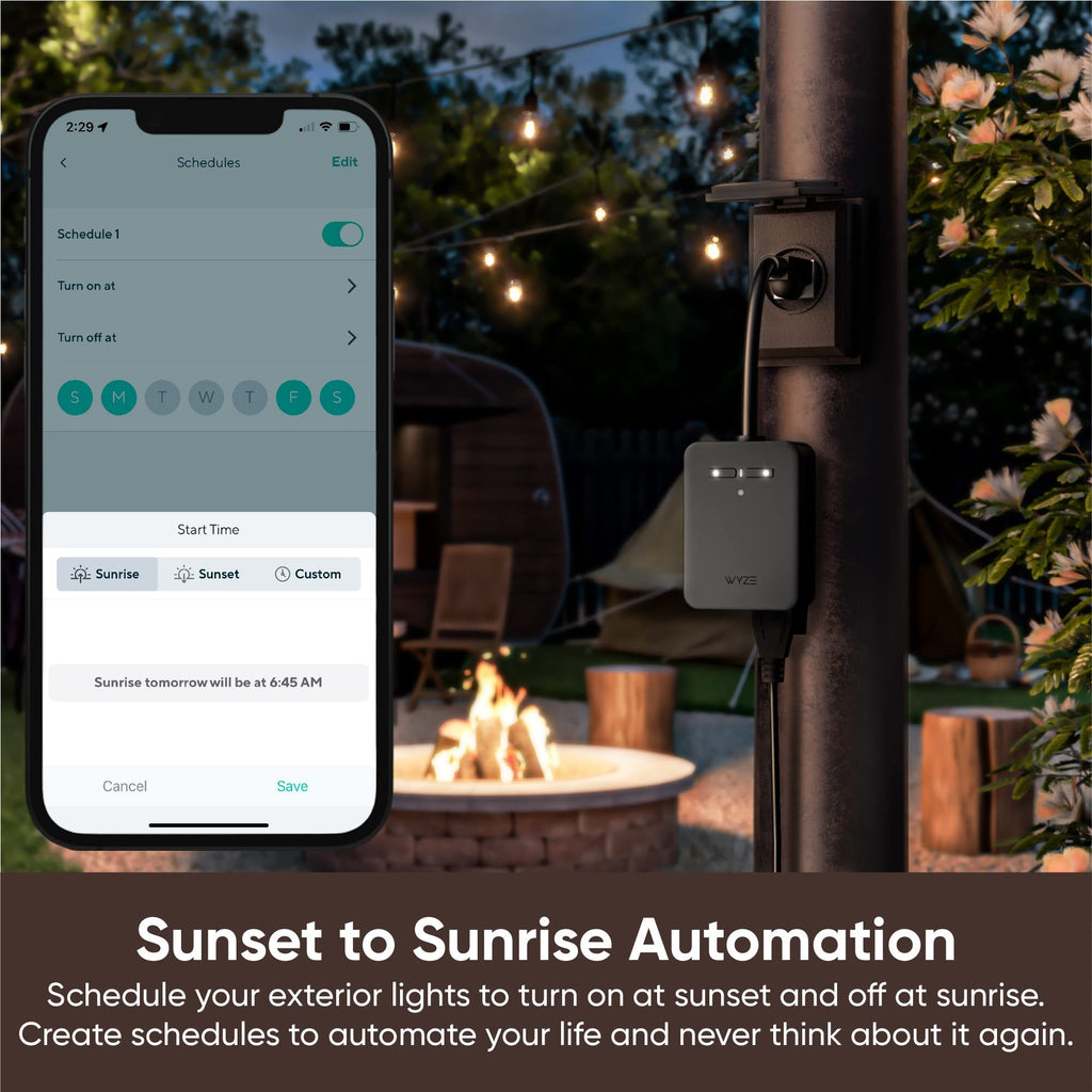 Wyze Plug Outdoor, Dual Outlets Energy Monitoring, 2.4GHz WiFi Smart Plug, Works with Alexa, Google Assistant, IFTTT, No Hub Required, Black