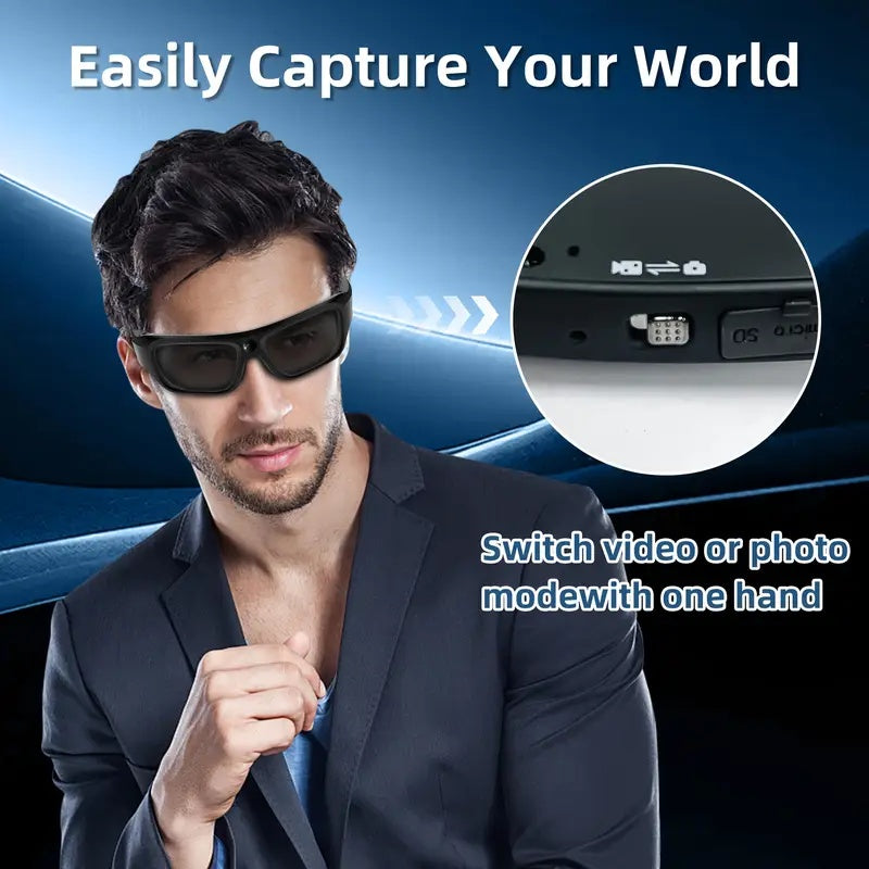 4K HD Camera Glasses, Video Smart Glasses, Body Camera, UHD Sports Camera, Running Recorder Camera, 2-Hour Video Recording Time, Bike Surveillance Video Recorder Action Cam Glasses, Minutes of The Meeting