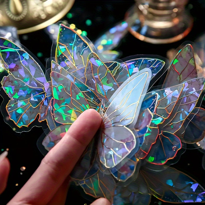 [3D Butterfly Stickers] 120pcs 3D Butterfly Stickers - Glitter Holographic Resin, And Clear for Scrapbooking, Journals, Cell Phones, Cell Phone Charms, Laptops And Crafts