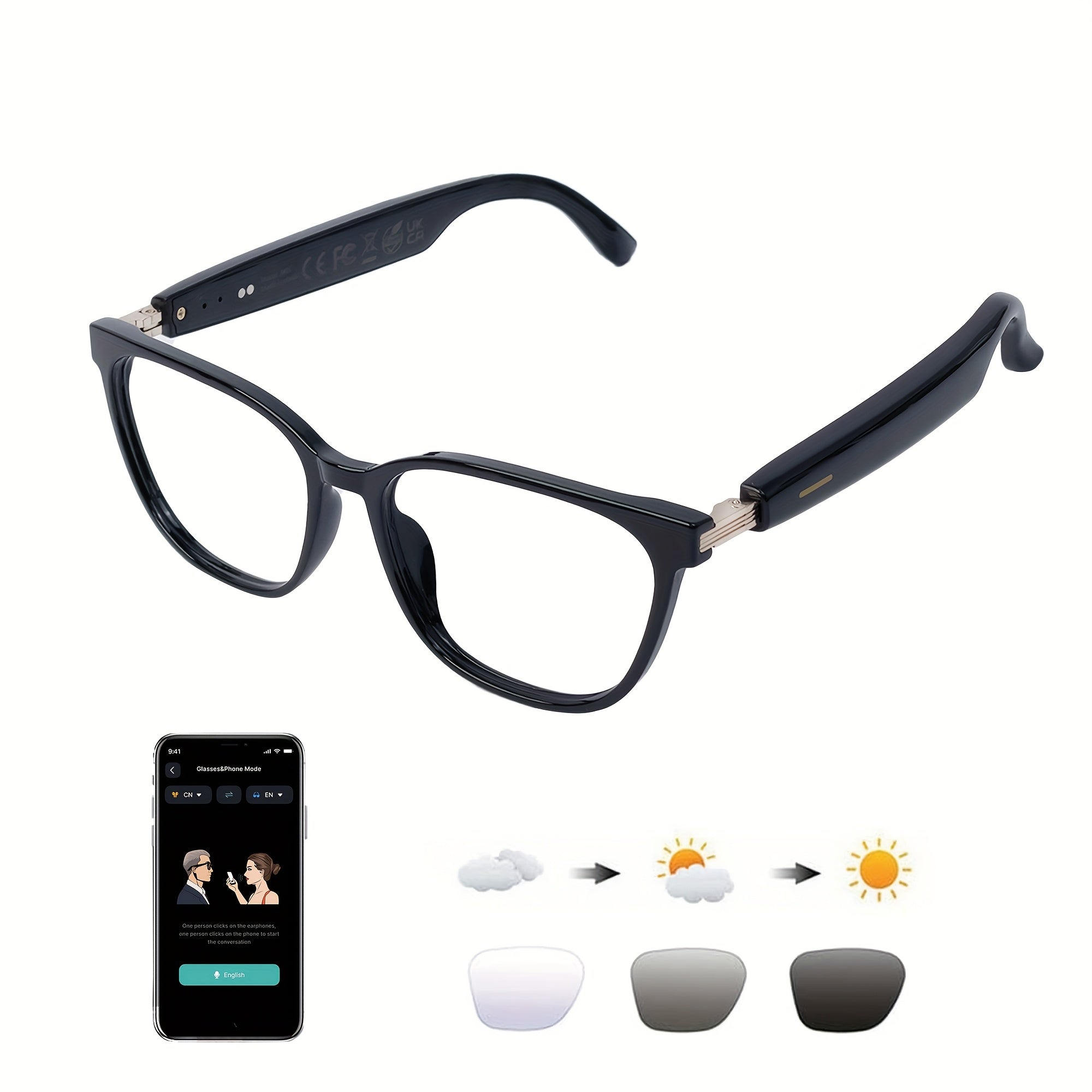 OICIIDO New AI Smart Glasses Support Real-time Translation for 160+ Languages And Video Translation. Equipped with Chat GPT System. Multifunctional Audio Glasses for Men And Women. Built-in Microphone And Speaker. HD Voice Calls And Hi-Fi Music