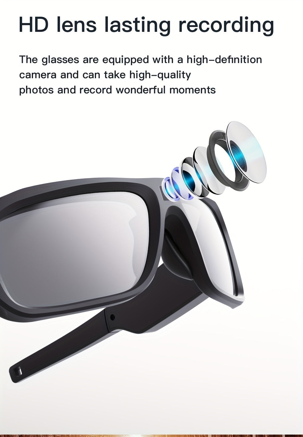 4K HD Camera Glasses, Video Smart Glasses, Body Camera, UHD Sports Camera, Running Recorder Camera, 2-Hour Video Recording Time, Bike Surveillance Video Recorder Action Cam Glasses, Minutes of The Meeting