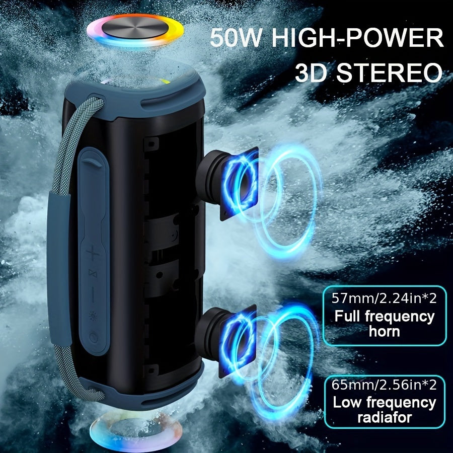 Update 50W Wireless Speaker - Portable High Quality Speakers, Powerful Sound And Deep Bass, Support U Disk/TF Card Play, FM Radio Speaker with LED Lights - for Party, Camping