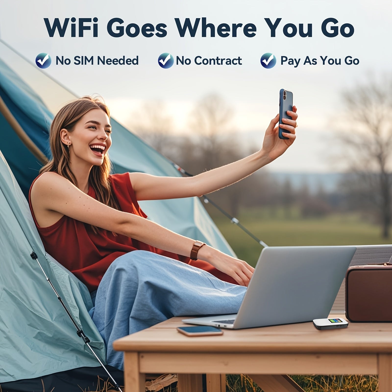 4G LTE WiFi Mobile Hotspot(Data SIM Card Included), 16 Connected Devices, Multiple Networks Verizon/AT&T Compatiable,, Portable Internet for Campers, Motorhomes And Travels, 1GB Free Gloabl Data (US/CA/MX/EU/Asia)