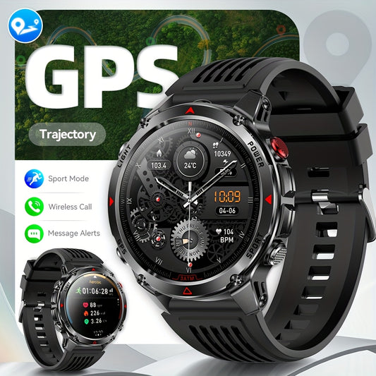 Men's Smartwatch, Outdoor Adventure Smart Bracelet with GPS Precision Positioning, IPX8 3ATM High Quality, Multi-Sport Tracking, Wireless Connectivity and Message Notifications for Android and iPhone Devices, 1.46-inch IPS Display, Christmas Gift