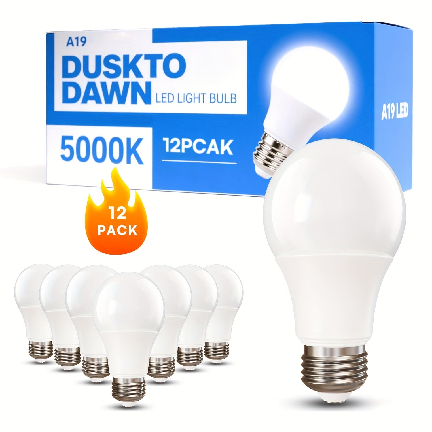 12/6Pack Dusk to Dawn Bulb, Light Sensor LED Bulb, Automatic On/off Photovoltaic Cell Bulb, 60W Equivalent, 9W, 5000K/2700k, E26 Base.